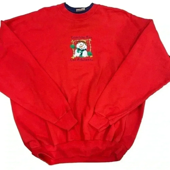 Vintage Ugly Christmas Sweater Sweatshirt XL Embroidered snowman - Picture 1 of 3